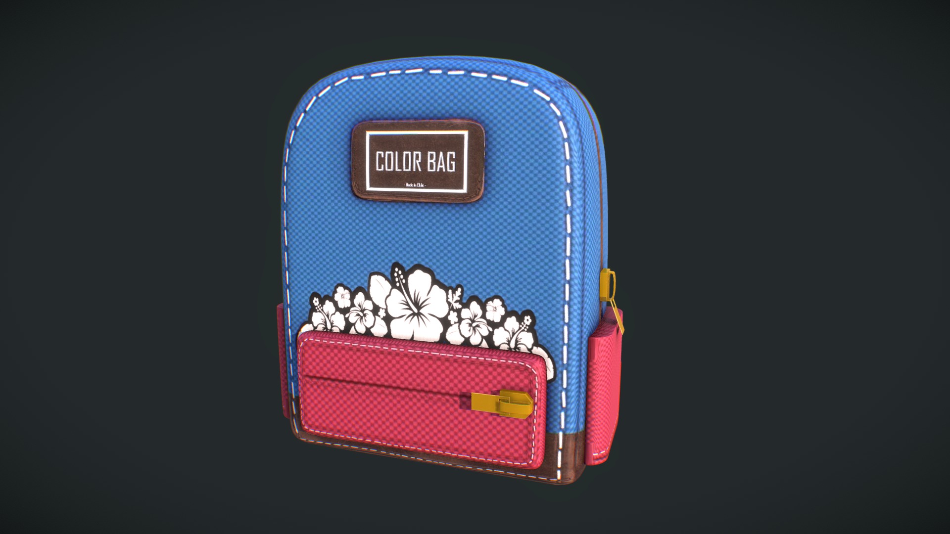 3D model School Backpack - This is a 3D model of the School Backpack. The 3D model is about a blue and red purse.