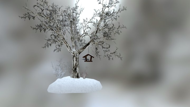 Winter tree and bird feeder 3D Model
