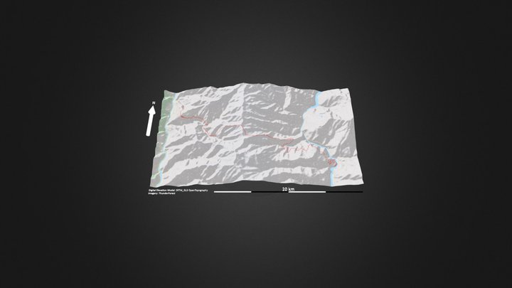 怒江澜沧江穿越（老姆登-营盘)_等高地图 – Modelo 3D gratuito STL
