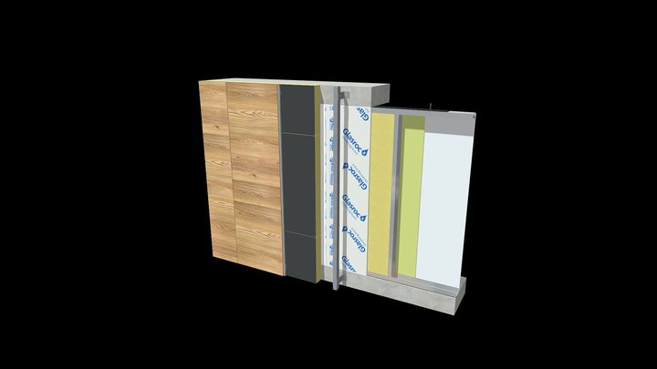 Detal nr 2 - ściana glasroc fasada wentylowana 3D Model