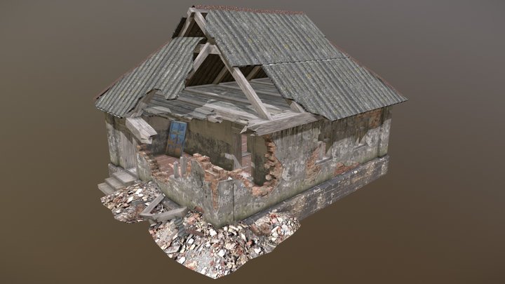 Destroyed brick house 3D Model