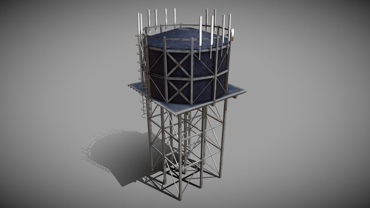 Water Tower - Low poly Game Ready 3D Model