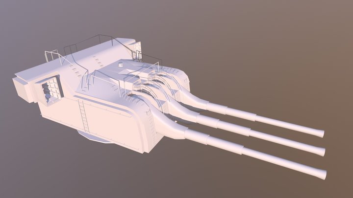 60口径15 5cm3連装砲塔 3D Model