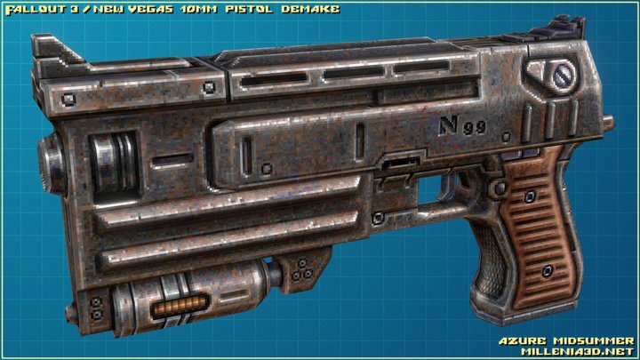 10mm pistol (Fallout 3/NV) demake for Quake 1 3D Model