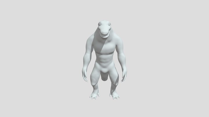 Low- Poly (Croc- Man (U Vs)) 3D Model