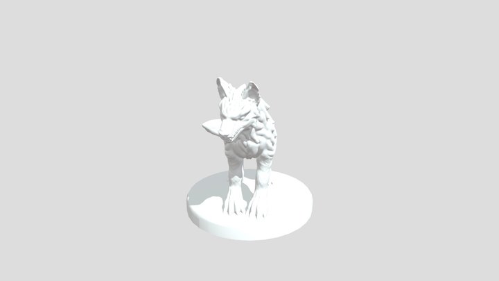 Gray Wolf With Stand 3D Model