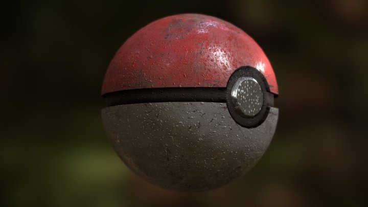 Pokeball Covered in Rain 3D Model