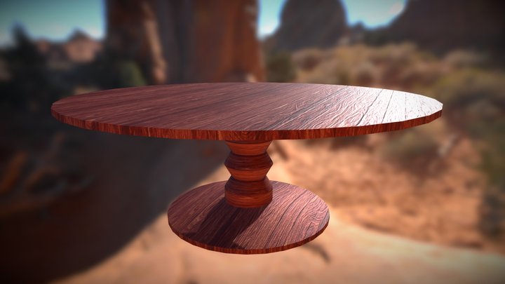 Wooden Round Table 3D Model