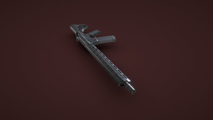 low poly AR-15 rifle 3D Model