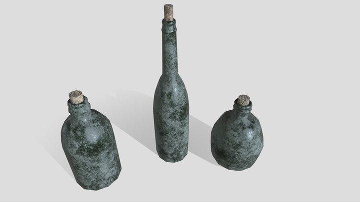 Wine bottles - Game ready 3D Model