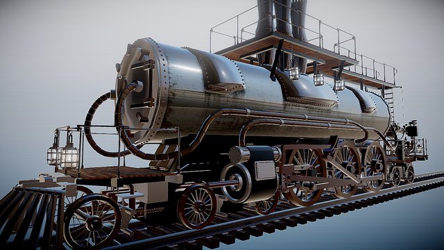 Steampunk Locomotive [Animation] 3D Model