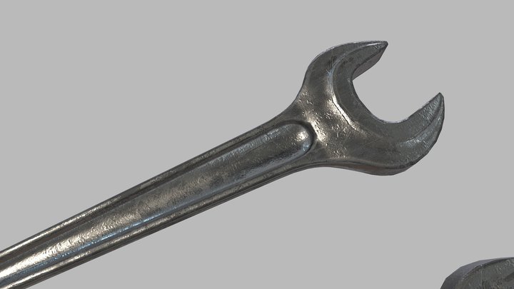 Single Open Ended Spanner Wrench PBR Game Ready 3D Model