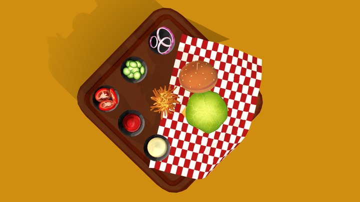 Hamburger HandPainted 3D Model