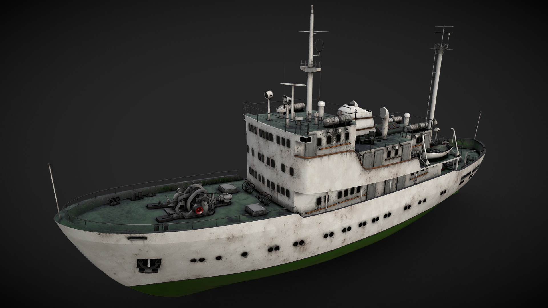 3D model Old vessel - This is a 3D model of the Old vessel. The 3D model is about a large ship with a smaller ship on it.