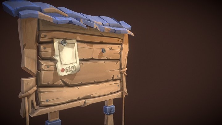 Stylized bounty board 3D Model