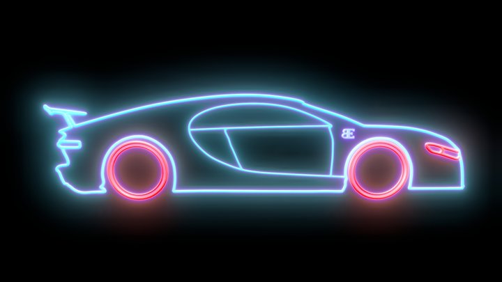 Bugatti LED Neon Sign 3D Model