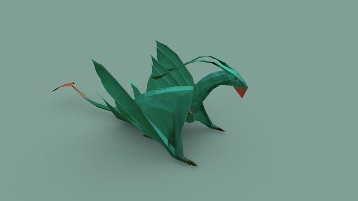 papercraft dragon in process 3D Model