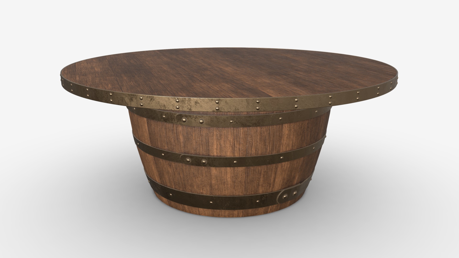 3D model Wooden barrel coffee table - This is a 3D model of the Wooden barrel coffee table. The 3D model is about a wooden bowl with a handle.
