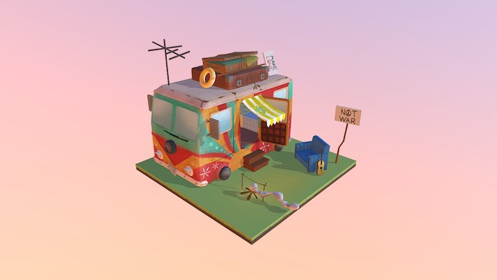 The Camp Of The Hippies 3D Model