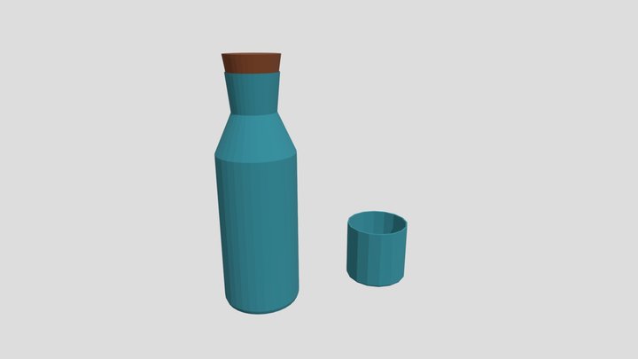 Bottle and glass lowpoly 3D Model