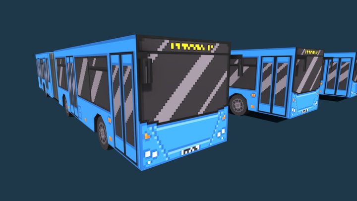 Pixel city buses 3D Model