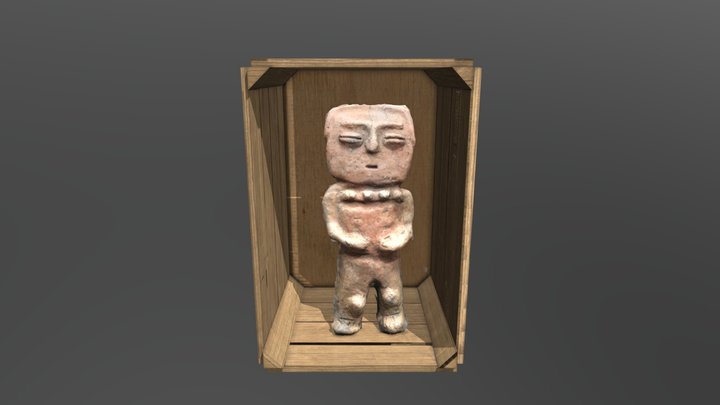 Clay figure in display box 3D Model