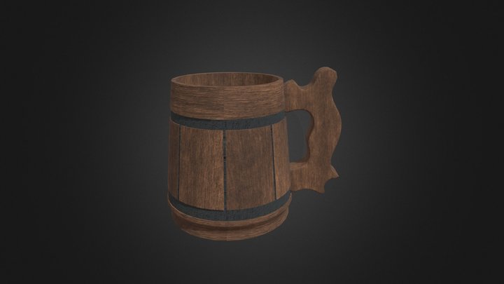 Stylized Wooden Beer Mug 3D Model