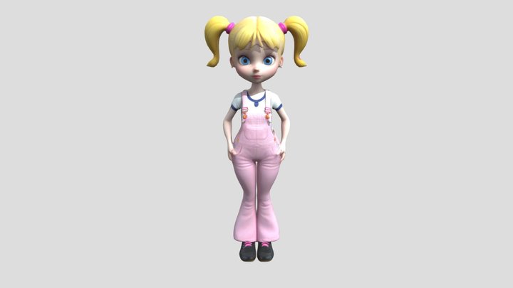 A Cartoon Teenage Girl 3D Model