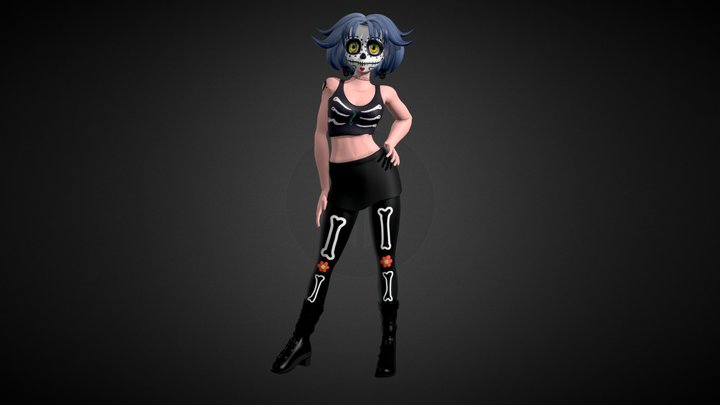 Sandy 3d Young Girl Character - Catrina Style 3D Model