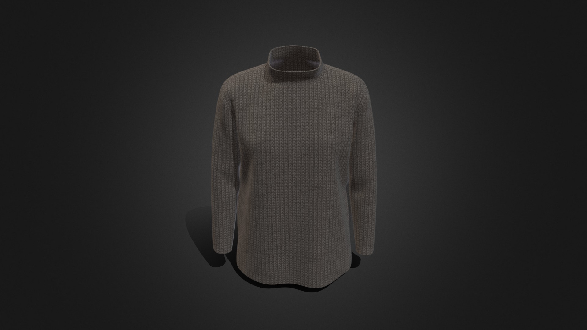 3D model a high-neck T-shirt - This is a 3D model of the a high-neck T-shirt. The 3D model is about a grey shirt on a black background.