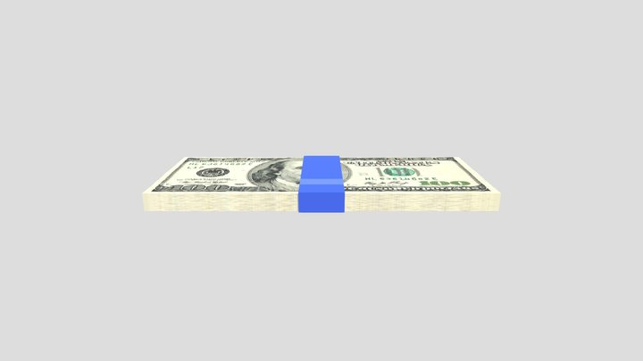 100 Dollar Bill Stack 3D Model