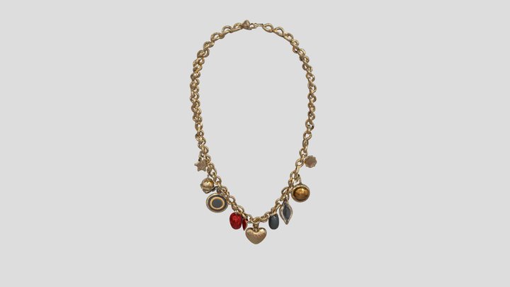 Golden Charm Necklace 3D Model