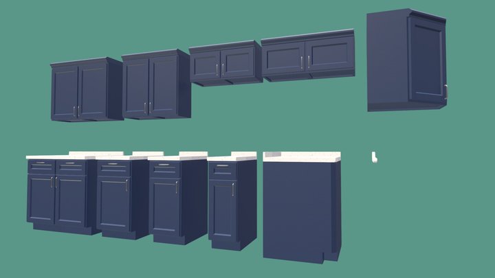 Modular Kitchen Cabinets Set 3D Model