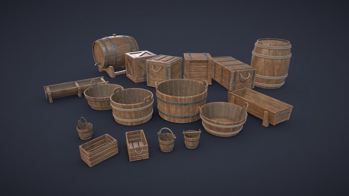 Wooden Medieval Pack - Storage 3D Model