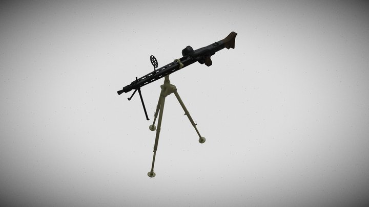 Flieger Dreibeinlafette mit Aufnahme für MG42 3D Model