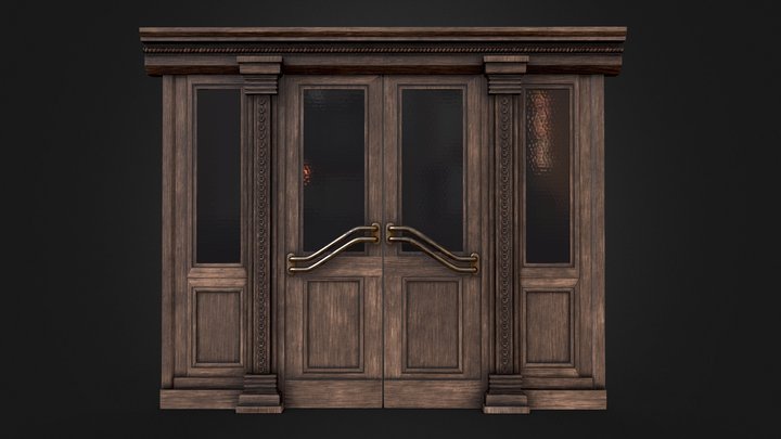 Classic Wooden Double Door - 4096px² 3D Model