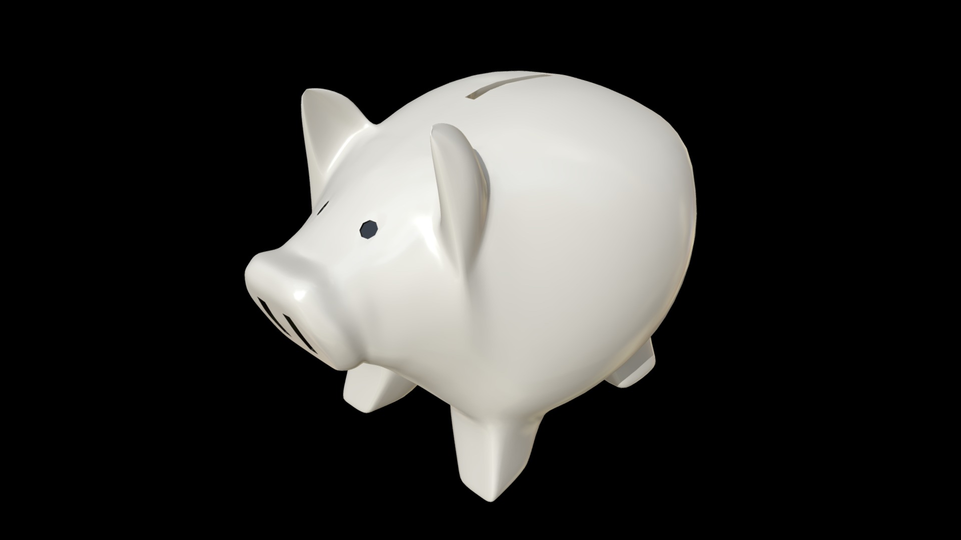 3D model Piggy bank money box - This is a 3D model of the Piggy bank money box. The 3D model is about a white piggy bank.
