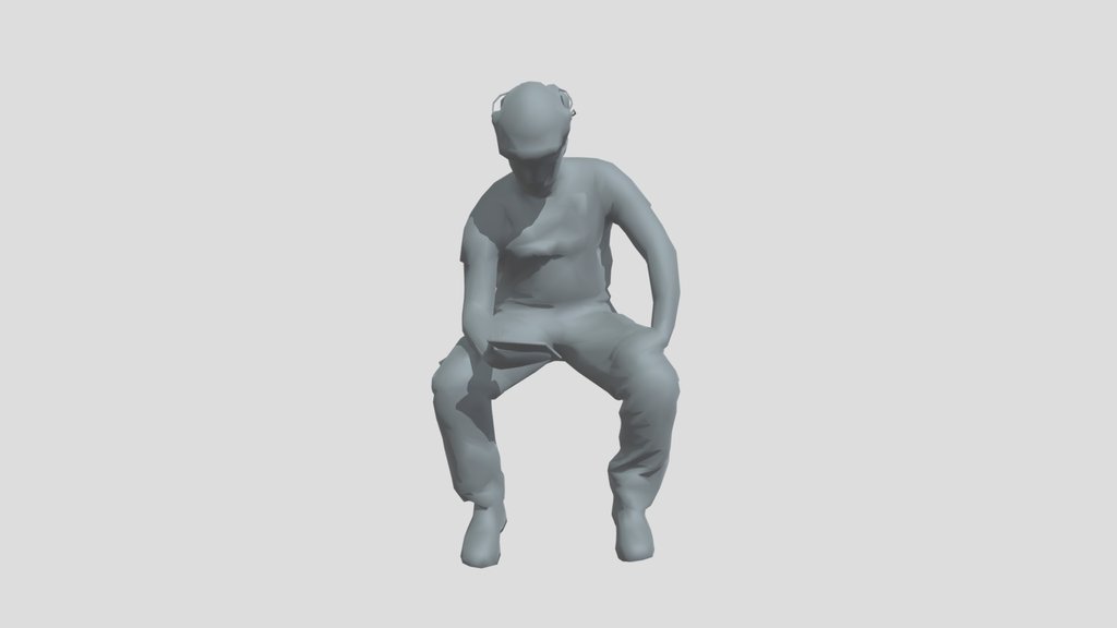 Lowpoly Construction Worker Sitting
