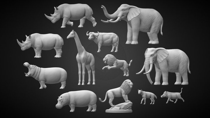 Animals for 3D Printing - Savanna Wildlife 3D Model
