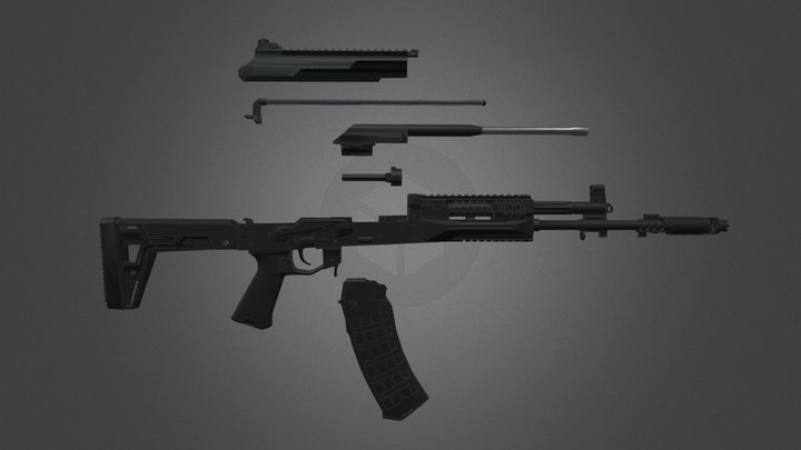 AK-12 with components 3D Model