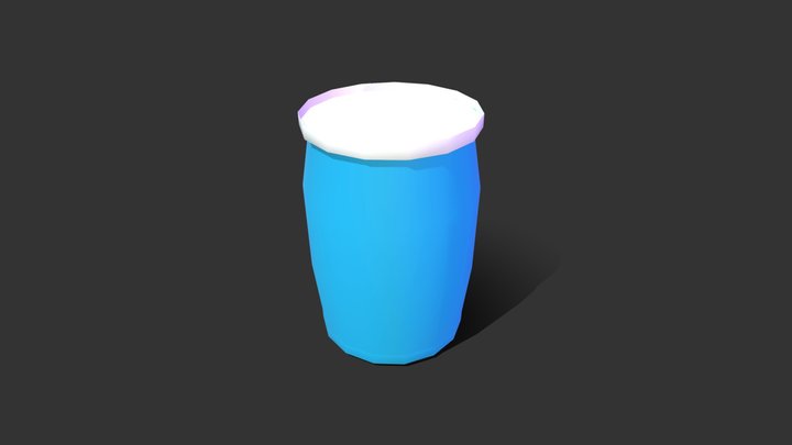 Blue Barrel Drum (Low Poly) 3D Model