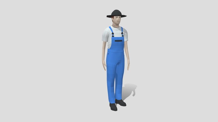 Low Poly Farmer Man 3D Model