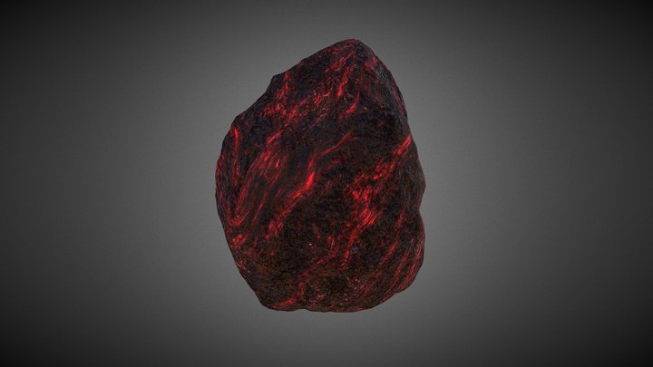 Dark rock with lava 3D Model