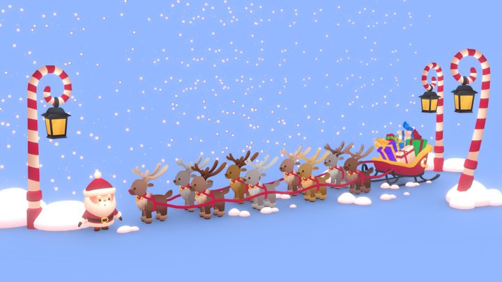 🎅🎄 Cartoon Santa Set 03 🎄🎅 3D Model
