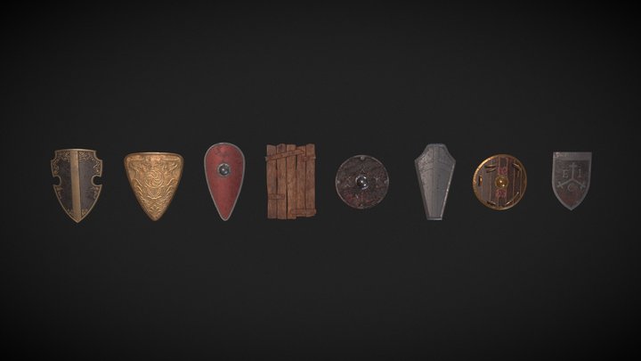 Stylized Medieval Shields 3D Model