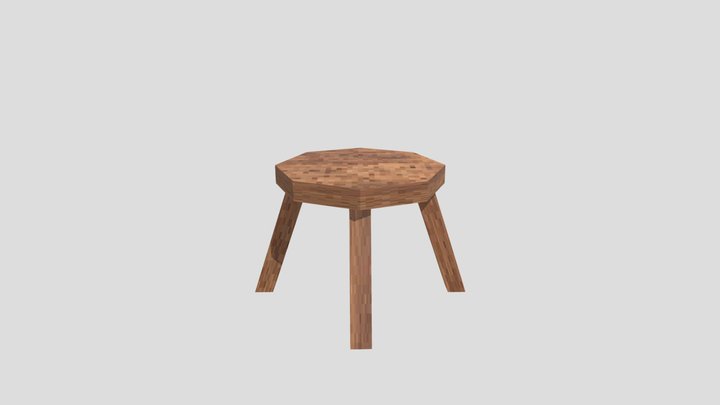 PSX Wooden Stool 3D Model