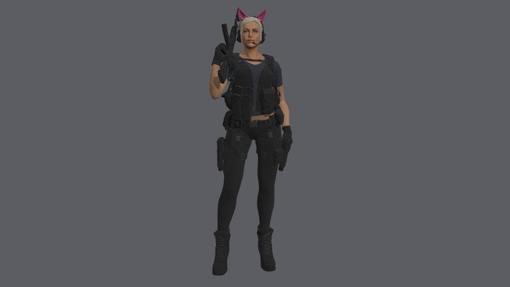 Lady with guns 3D Model