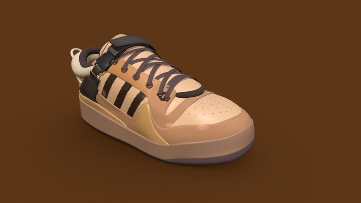 Adidas Bad Bunny Coffee Shoes Free 3D Model