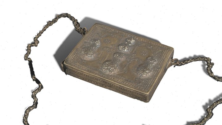 Talisman of copper alloy, rectangular with chain 3D Model