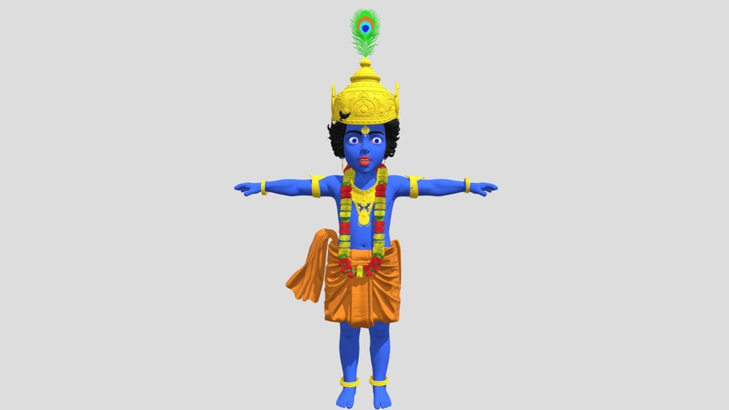 Stylized Lord Krishna 3D Model